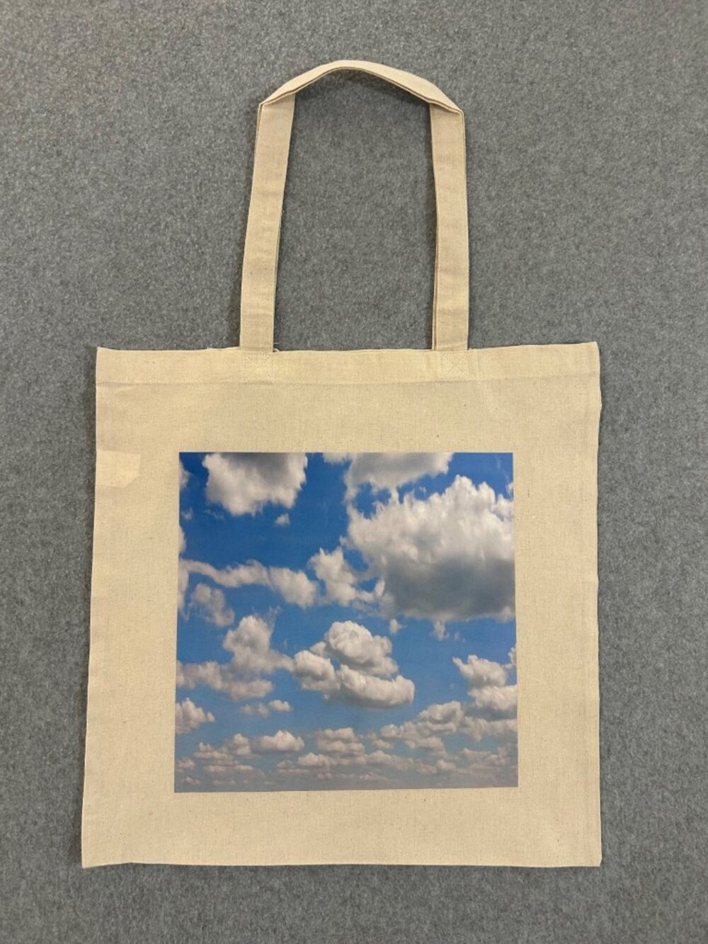 Sky Cloud Graphic Eco-Friendly Reusable Natural Cotton Shopping Tote Bag Blue
